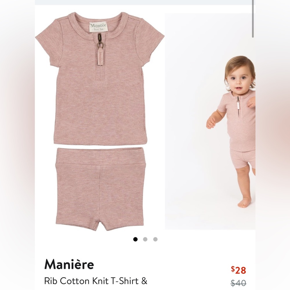 Maniere Montee baby girl pink set size 18 months